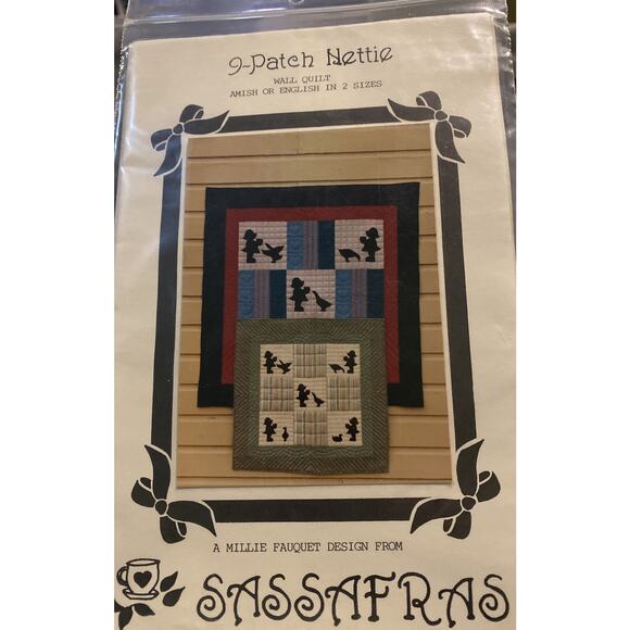 9-Patch Nettie Wall Quilt pattern by Sassafras Amish English 2 Sizes Seamstress - Picture 1 of 4